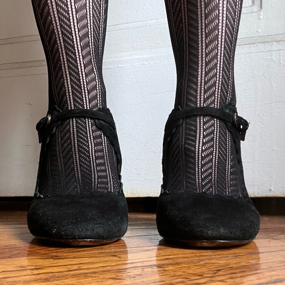 Aerin Mary Jane black suede heels 7.5 - Picture 6 of 14